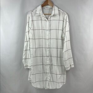 Chalmers Soft White Plaid Lightweight Long Sleeve Night‎ Shirt Pajamas Size XL